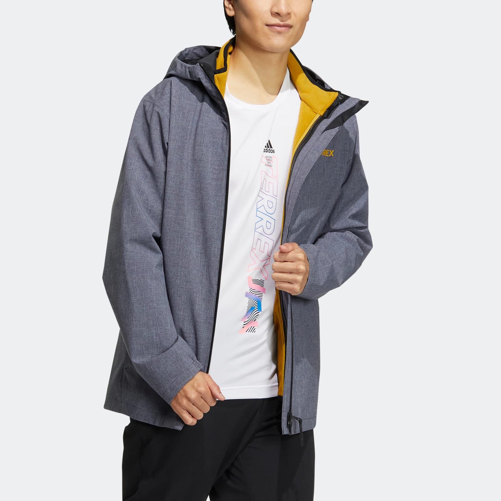 adidas Reversible Waterproof Hooded Zip Jacket Unisex Gray. HN2030 圖 4