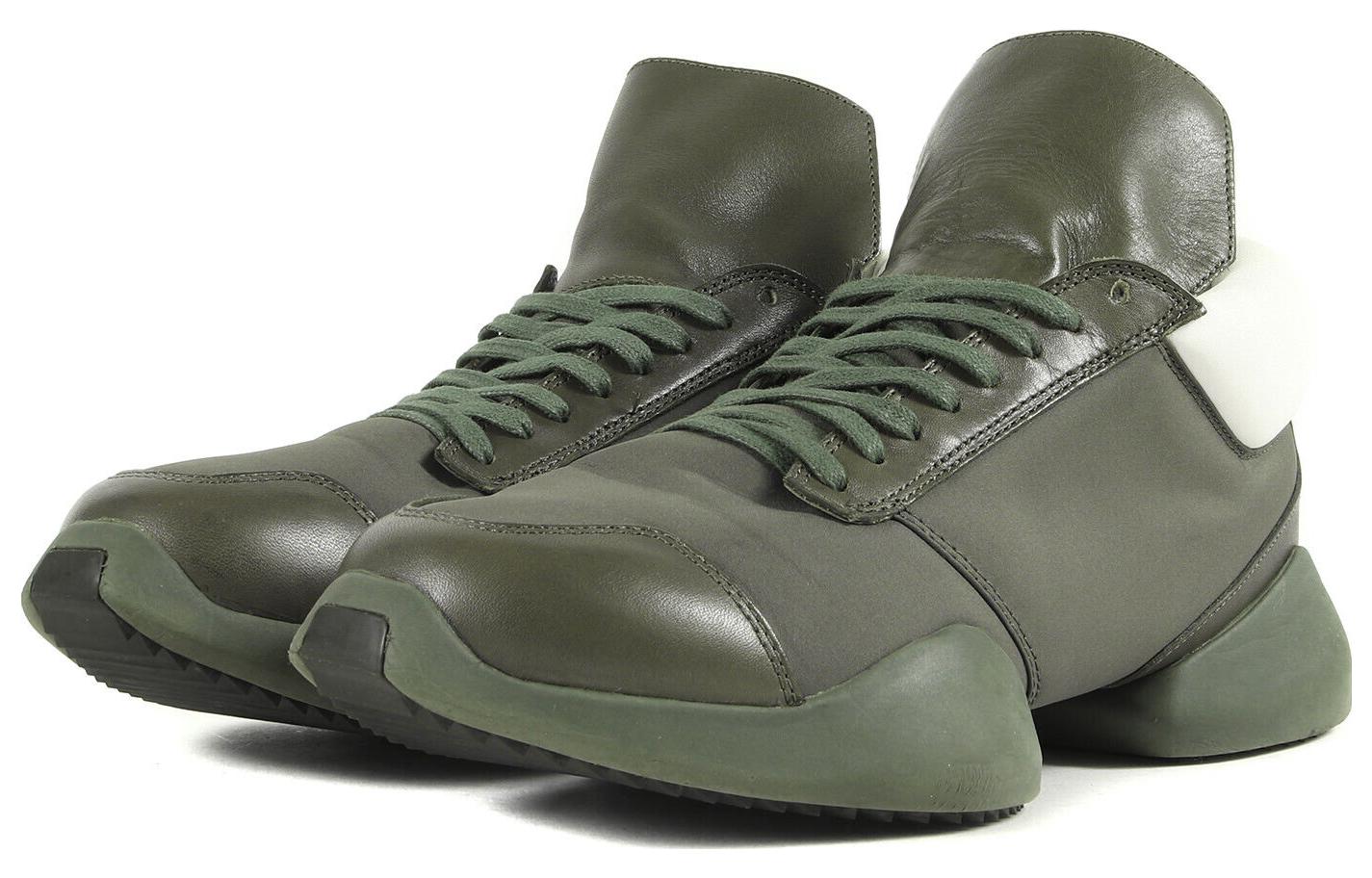 Lookbook RICK OWENS RUNNER x adidas 橄欖綠 舒適百搭 防滑耐磨 低幫 跑步鞋 男款 深綠色