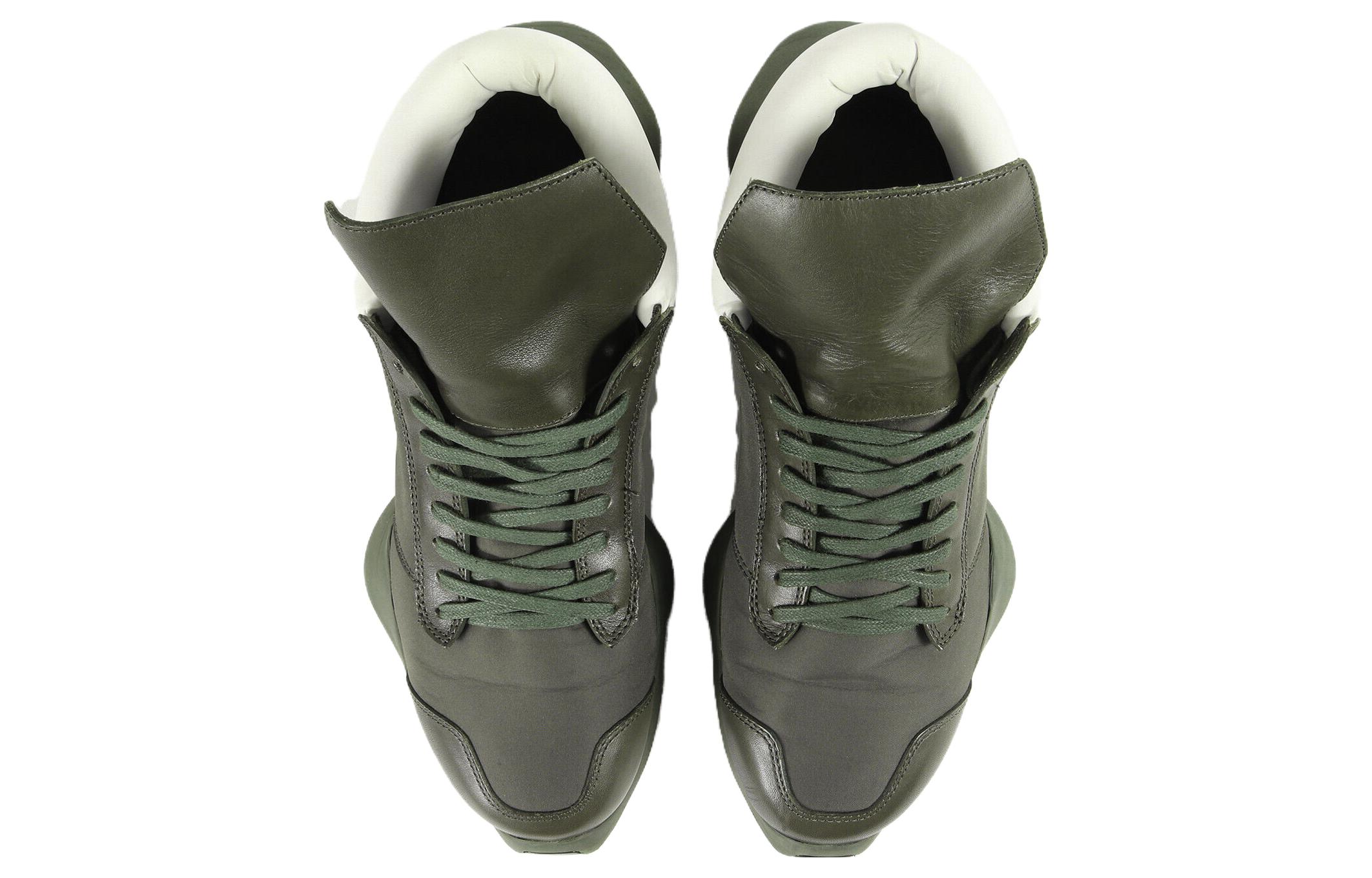 Shop RICK OWENS RUNNER x adidas 橄欖綠 舒適百搭 防滑耐磨 低幫 跑步鞋 男款 深綠色