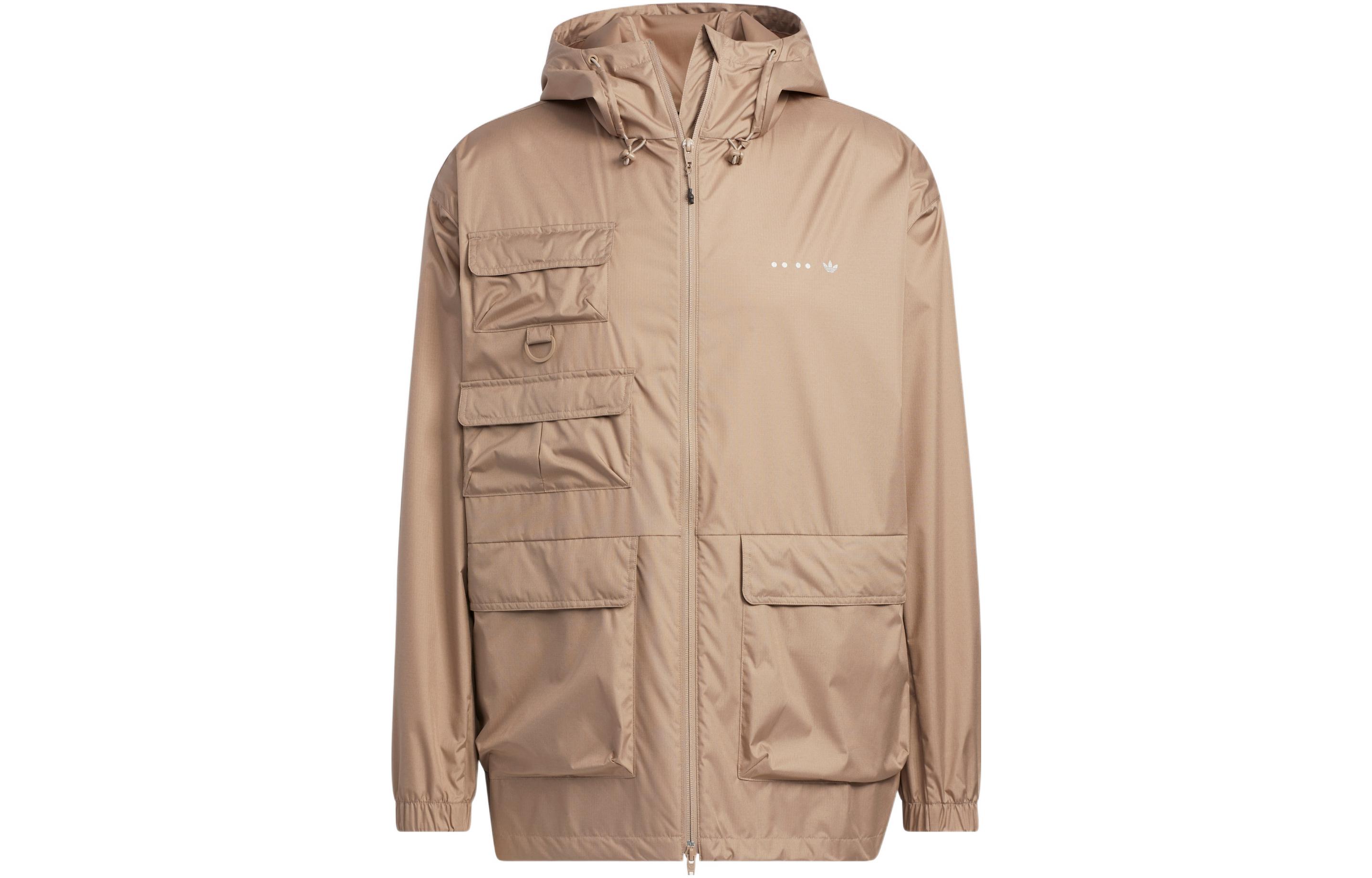 adidas Rifta Outdoor Brown Utility Zip Jacket Long Sleeve Casual Coat HS2026
