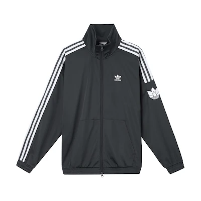 adidas RT TT U2 Letter Logo Striped Retro Track Jacket - Dark Heather Gray JL8397