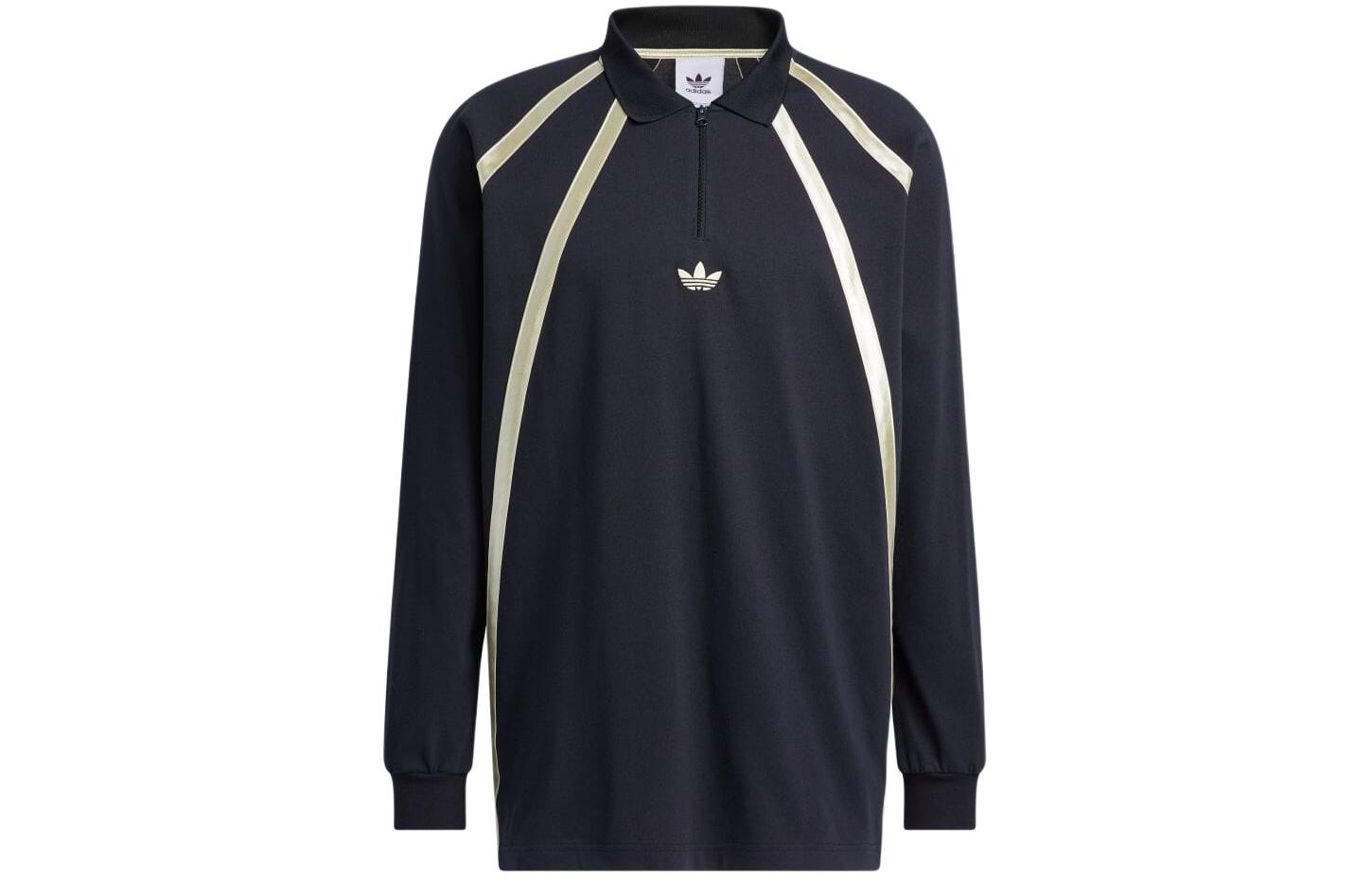 adidas Rugby Colorblock Loose Fit Polo Sweatshirt Unisex Black IR6377