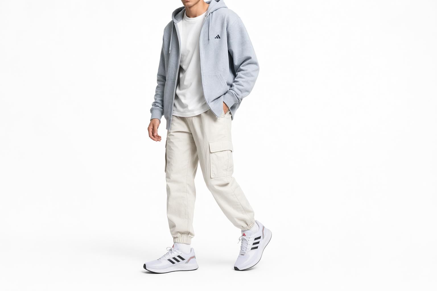 Order adidas Run Falcon 2.0 低筒跑步鞋 男款 白黑