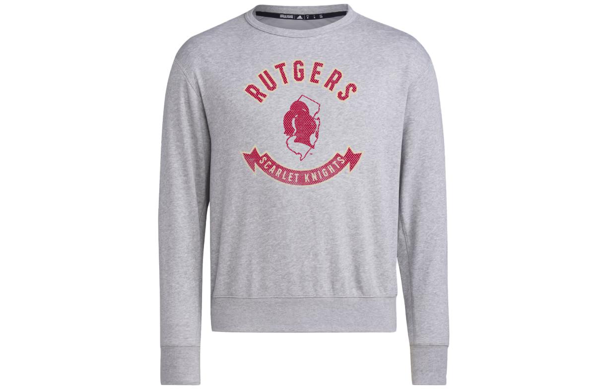 adidas Rutgers Logo Print Crewneck Long Sleeve Sweatshirt Grey - IL8656