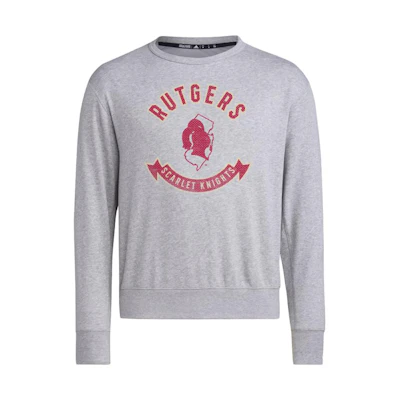 adidas Rutgers Logo Print Crewneck Long Sleeve Sweatshirt Grey - IL8656