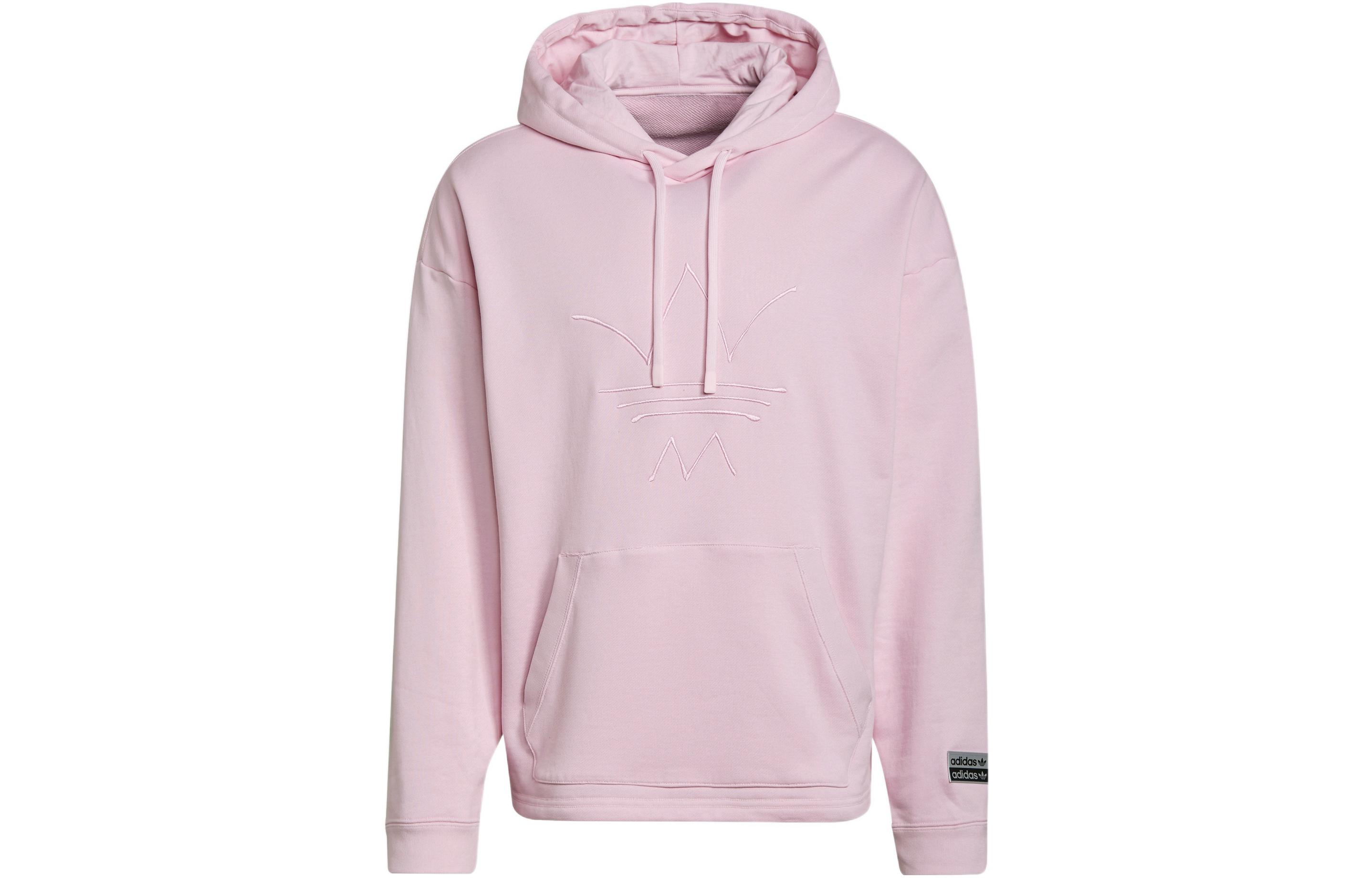 adidas RYV Pink Embroidered Logo Pullover Hoodie Long Sleeve Sweater H11445