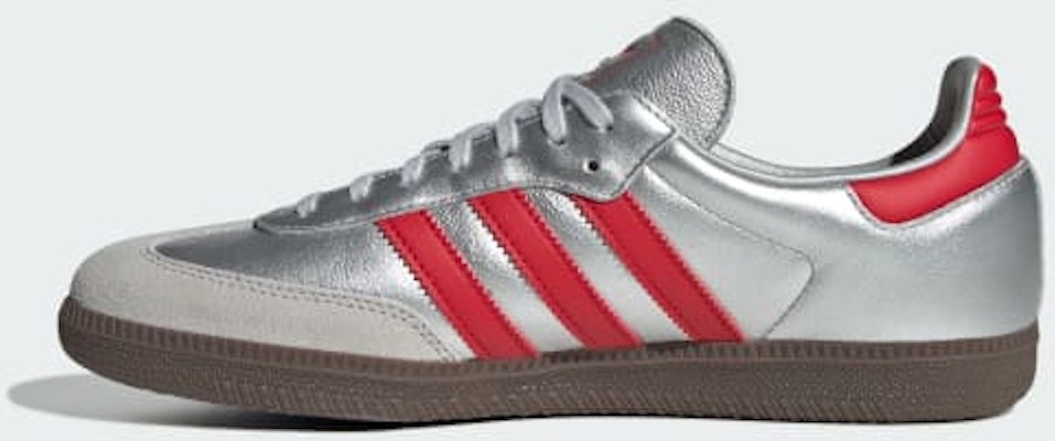 Adidas Samba "Shibuya" Matte Silver/Better Scarlet/Gum JQ4123 Details for Adidas Samba "Shibuya" Matte Silver/Better Scarlet/Gum JQ4123