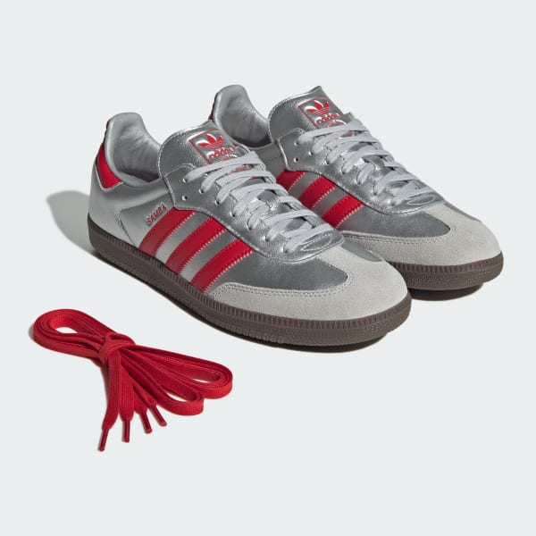 Sizing Adidas Samba "Shibuya" Perak Matte/Scarlet Merah/Gam JQ4123