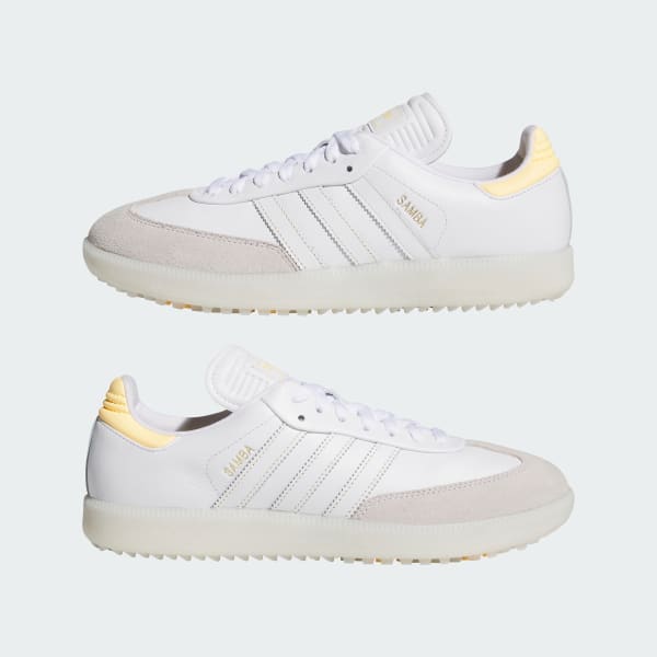 Sizing Adidas Samba 無釘高爾夫鞋 雲白/冰橘/米白 HP7071