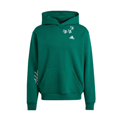 adidas Scribble Fleece Hoodie Green Star Letter Graphic Pullover IJ6449