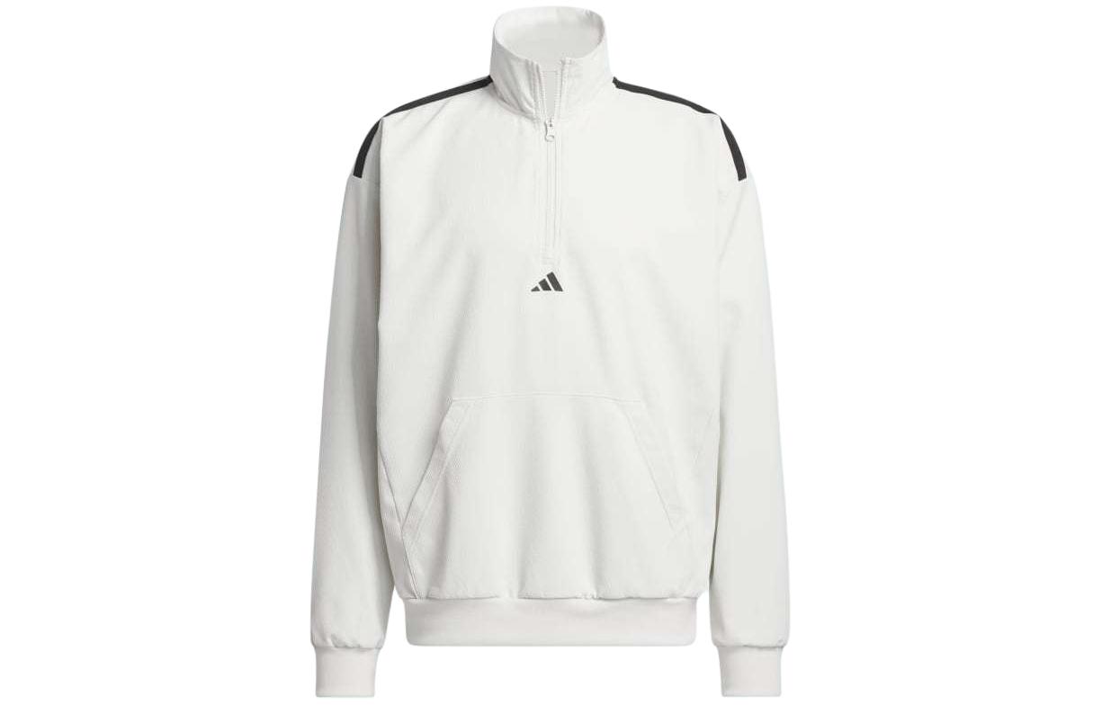 adidas Select 1/4-Zip Pullover Hoodie White Colorblock Long-Sleeve Sweater IW1384
