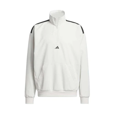 adidas Select 1/4-Zip Pullover Hoodie White Colorblock Long-Sleeve Sweater IW1384