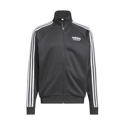 adidas Select Carbon Black Logo Print Striped Zip-Up Sports Jacket IC2413