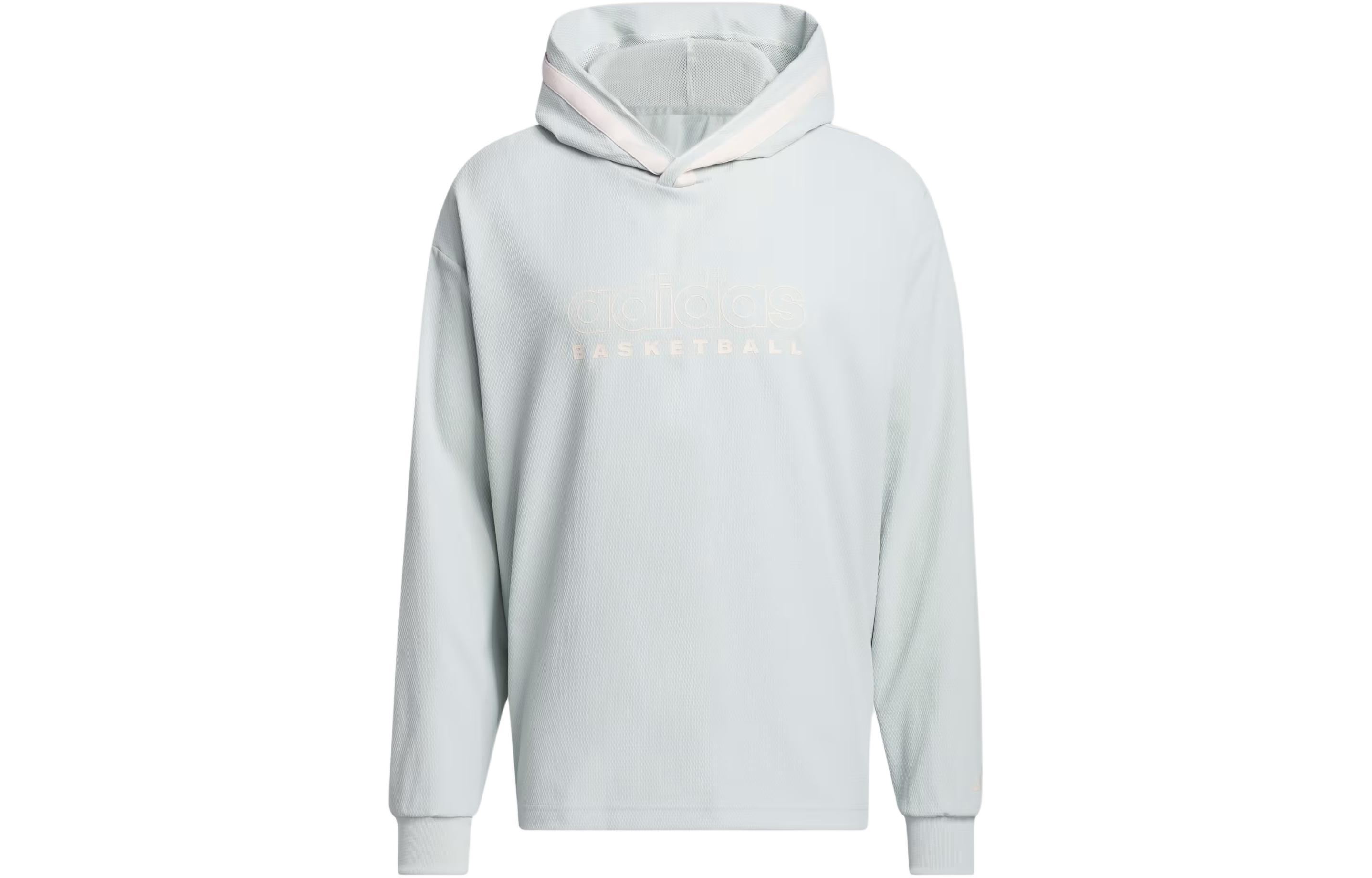 adidas Select Letter Print American Style Colorblock Hoodie - Light Blue IR9250