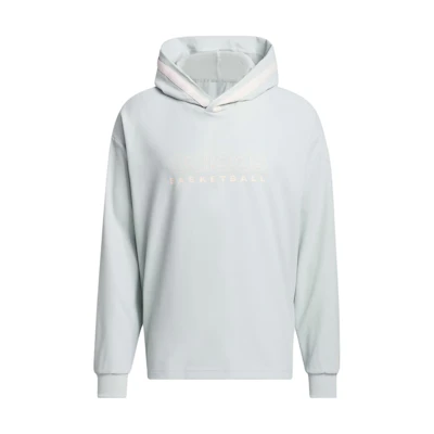 adidas Select Letter Print American Style Colorblock Hoodie - Light Blue IR9250