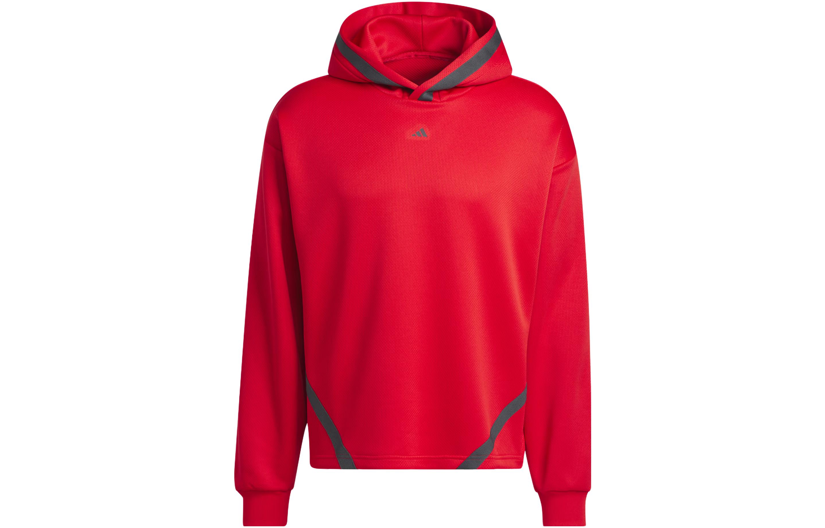 adidas Select Logo Print Red Pullover Hoodie for Men IC2419