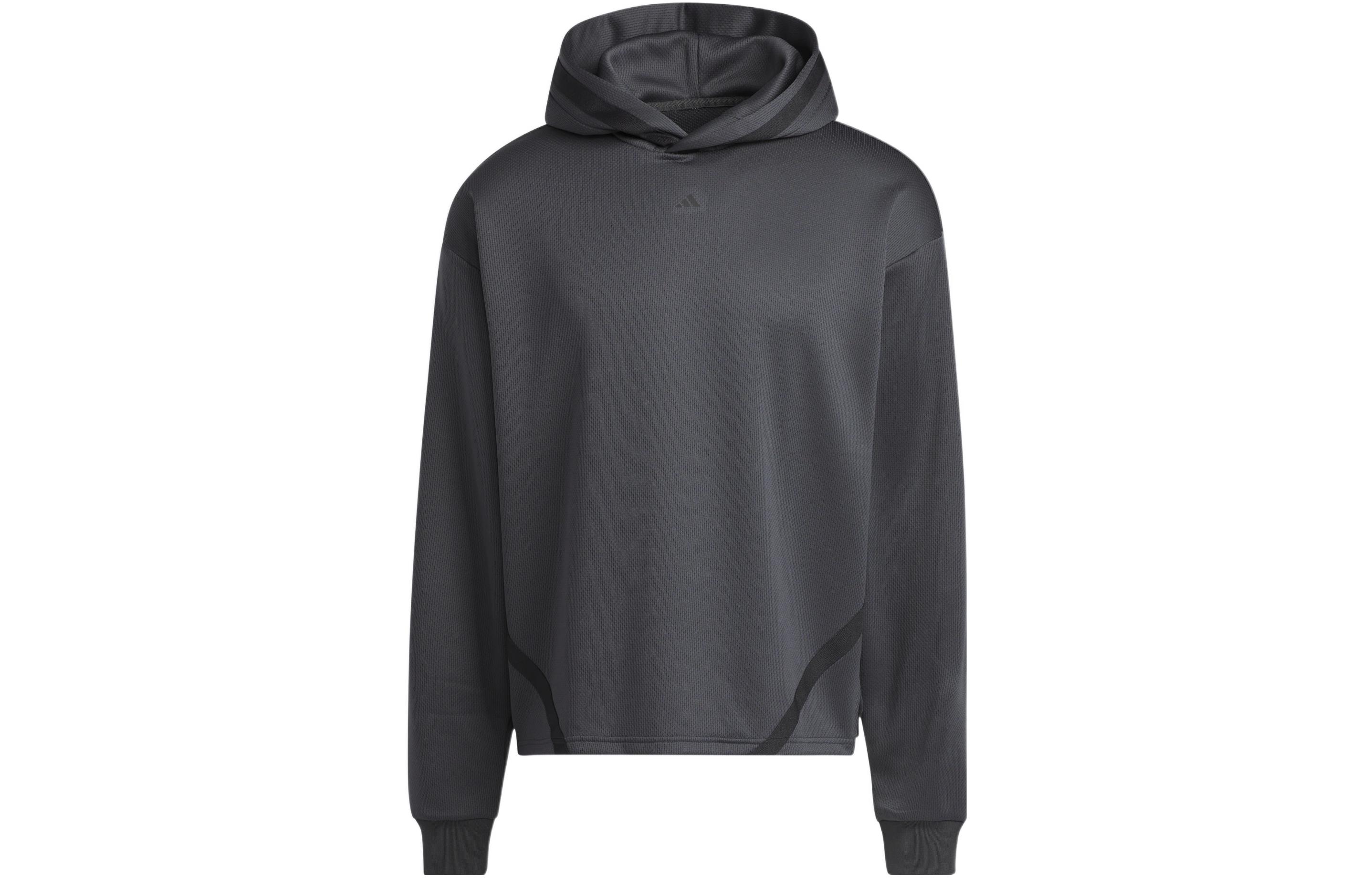 adidas Select Striped Logo Print Pullover Hoodie - Black IC2418