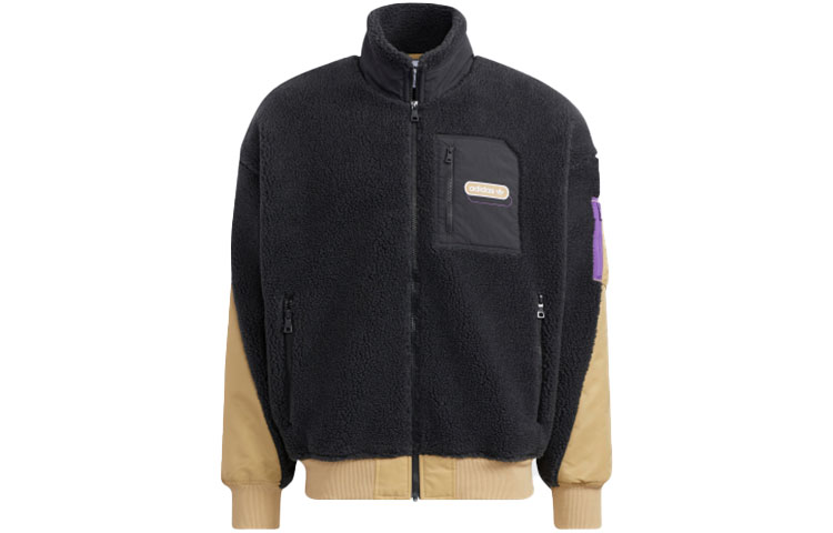 adidas Self-Packable Logo Track Jacket Suede Splicing - Black HC0374