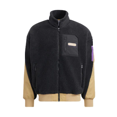 adidas Self-Packable Logo Track Jacket Suede Splicing - Black HC0374