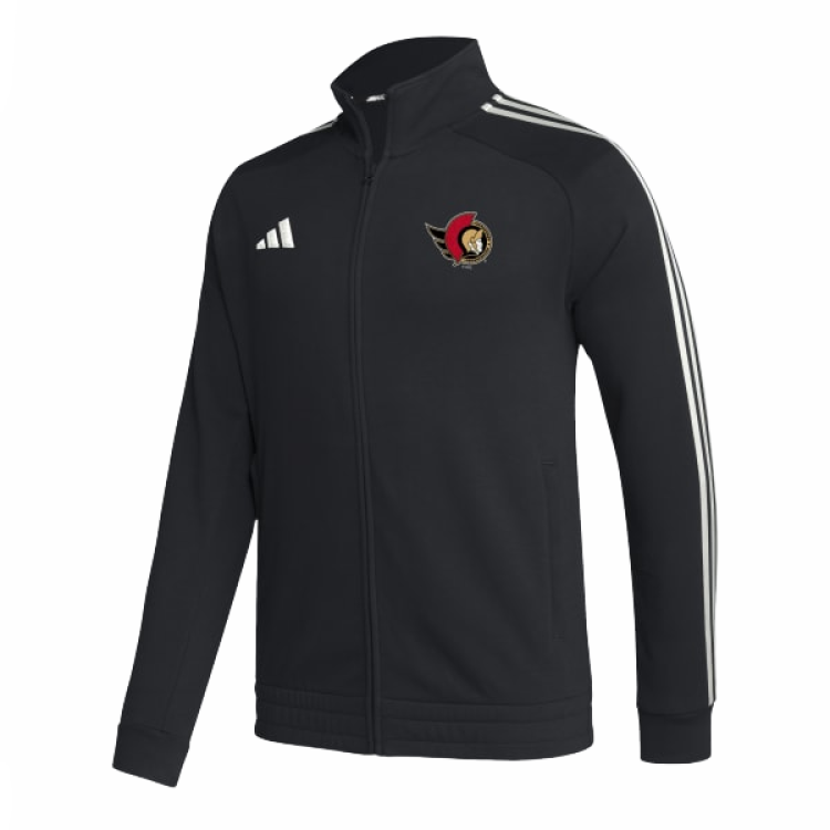 adidas Senators Track Jacket Black Striped Logo Stand Collar Jacket IB0592