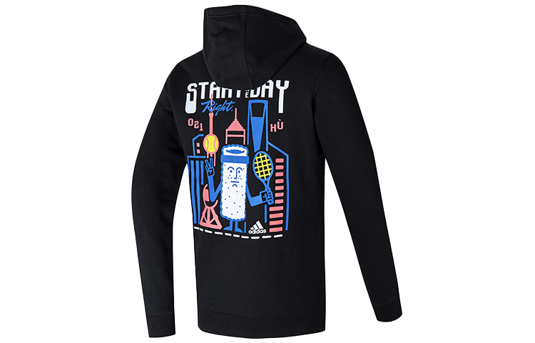 adidas SH Breakfast HD Black Printed Pullover Hoodie H31259