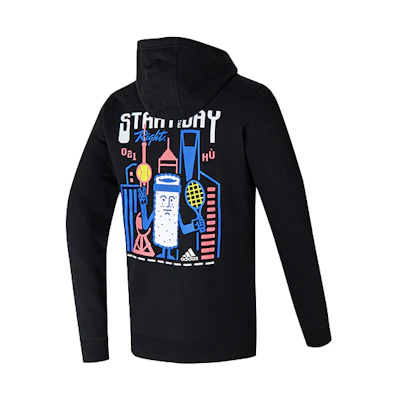 adidas SH Breakfast HD Black Printed Pullover Hoodie H31259