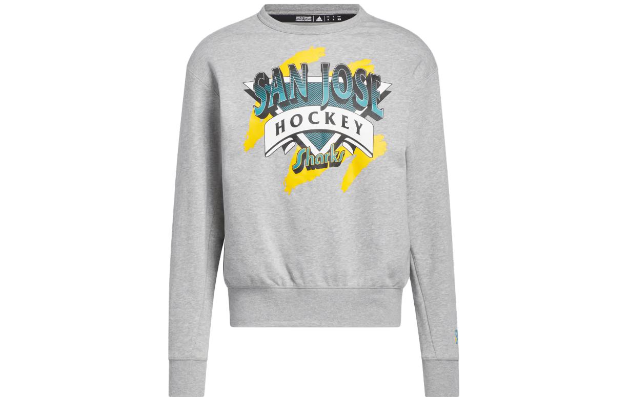 adidas Sharks Vintage Crewneck Sweatshirt Grey Letter Print Long Sleeve HN6399