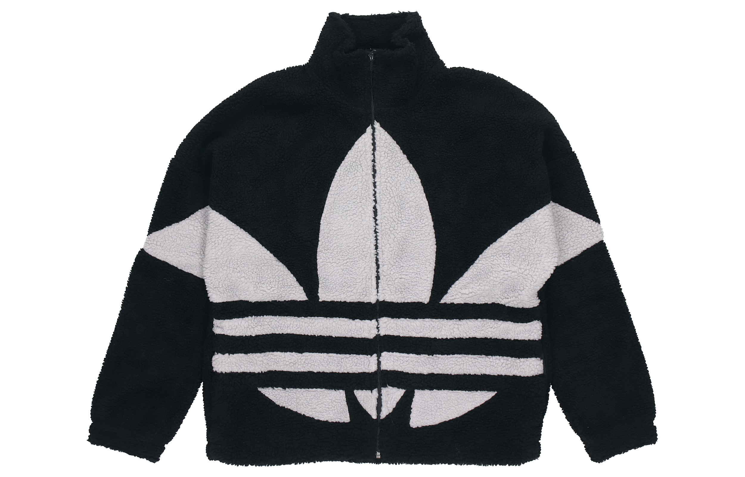 adidas Sherpa Trefoil Colorblock Fleece Jacket Unisex Black HC0325