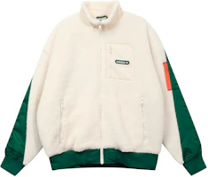 adidas Sherpa Trefoil Logo Yellow White Fleece Jacket - Sportswear HC0373 adidas Sherpa Trefoil Logo Yellow White Fleece Jacket - Sportswear HC0373