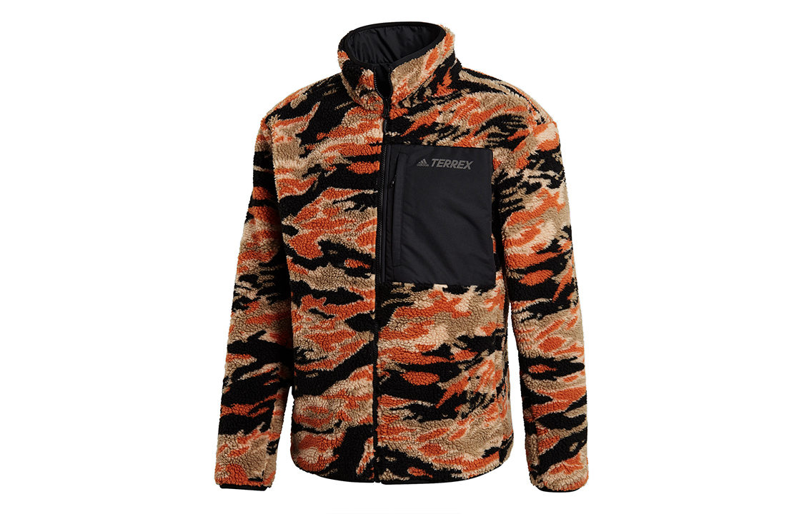 adidas SHERPA Xplr F Retro Outdoor Reversible Jacket Men Orange Colorblock GE9897