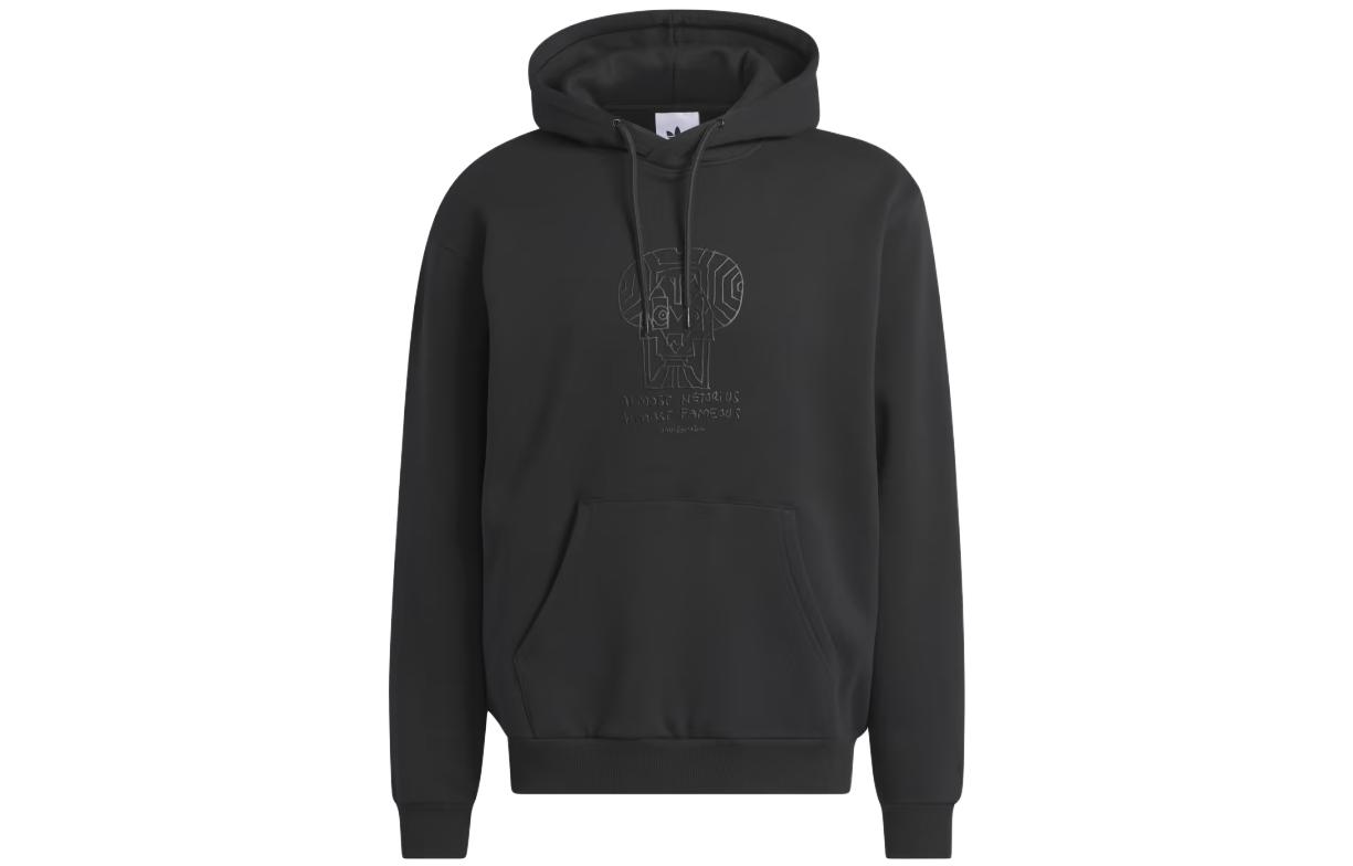 adidas Shmoofoil Netorious Geometric Print Loose Hoodie Black II5959
