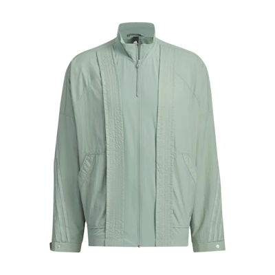 adidas Silver Gray-Green Solid Stand Collar Full-Zip Jacket IZ3178