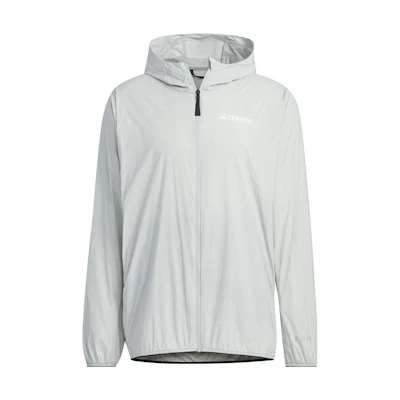 adidas Silver Gray Solid Color Running Hooded Jacket IU2672
