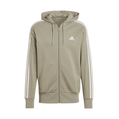 adidas Silver Pebble 3-Stripes Logo Print Zip-Up Sweatshirt IC9840