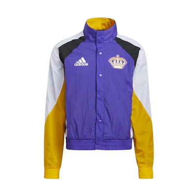 adidas Single-Breasted Jacket with Two-Tone Logo Print in Deep Purple HP1745