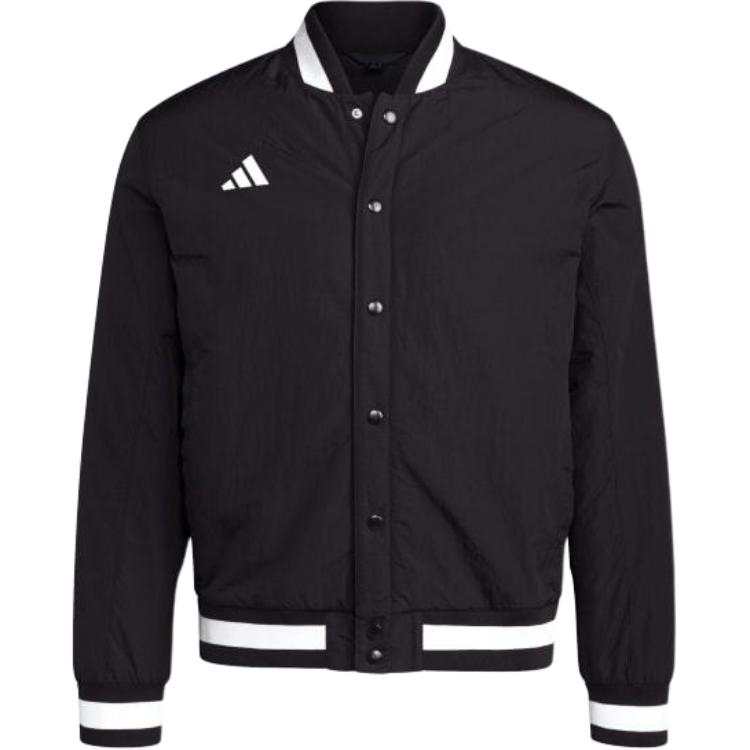 adidas Single-Breasted Striped Long-Sleeve Jacket Black IS9785