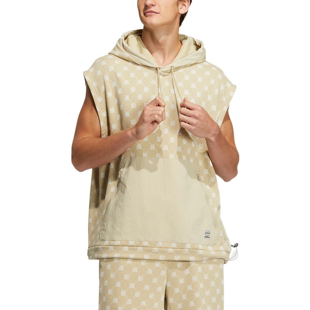 adidas Sleeveless Hoodie with Logo Print in Mesa Brown IB5860