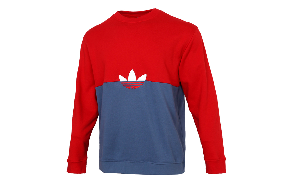 adidas Slice TRF Crew Logo Sweatshirt Men’s Blue Red Colorblock Fashion GN3448