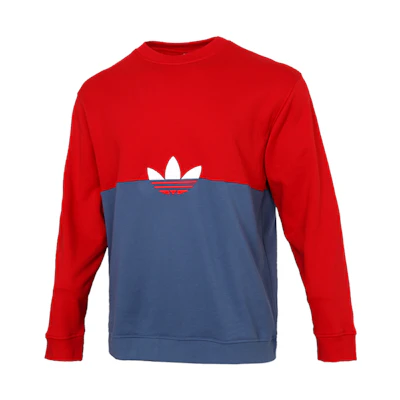 adidas Slice TRF Crew Logo Sweatshirt Men’s Blue Red Colorblock Fashion GN3448