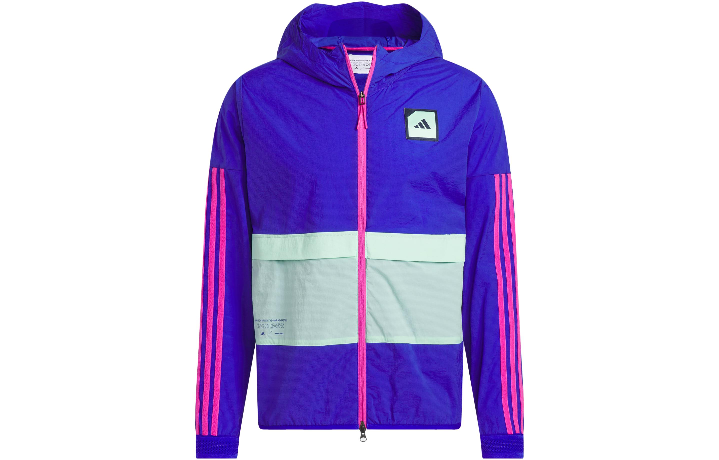 adidas Slim-Fit Colorblock Hoodie Jacket - Blue HS5612