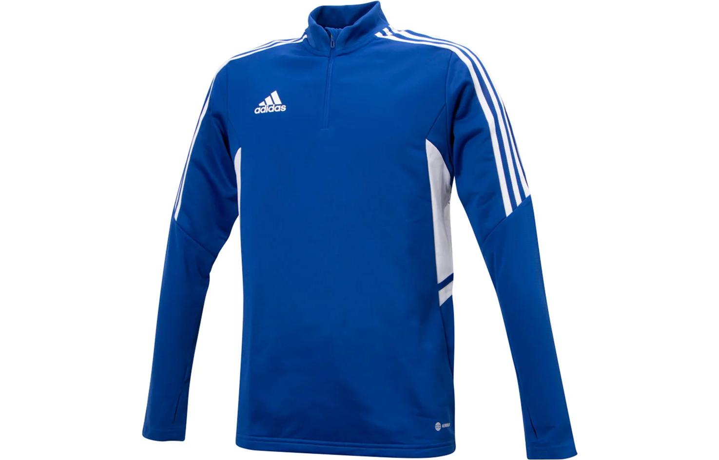 adidas Slim Fit High Neck Logo Print Long Sleeve Sweatshirt Blue HA6271