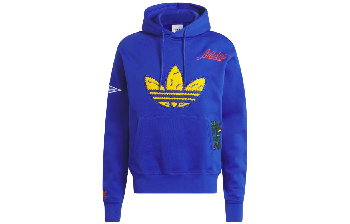adidas Slim Fit Letter Hoodie Long Sleeve Blue IL2355
