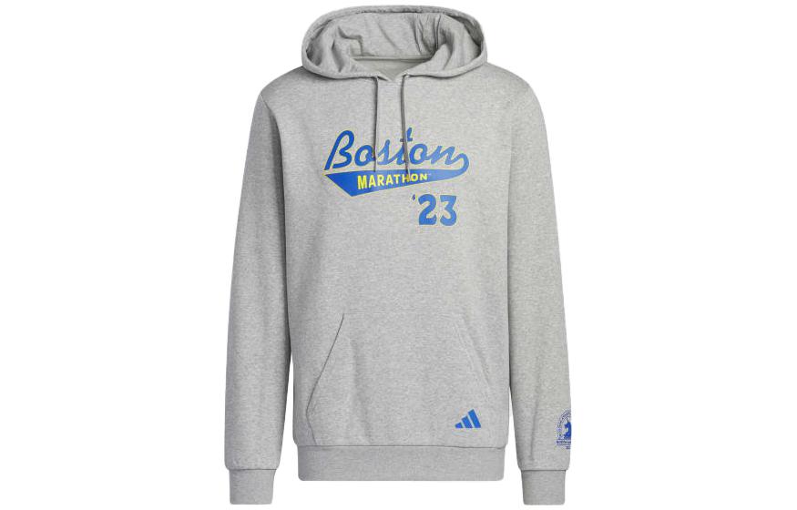 adidas Slim Fit Letter Hoodie Long Sleeve Sweatshirt - Gray IJ7551