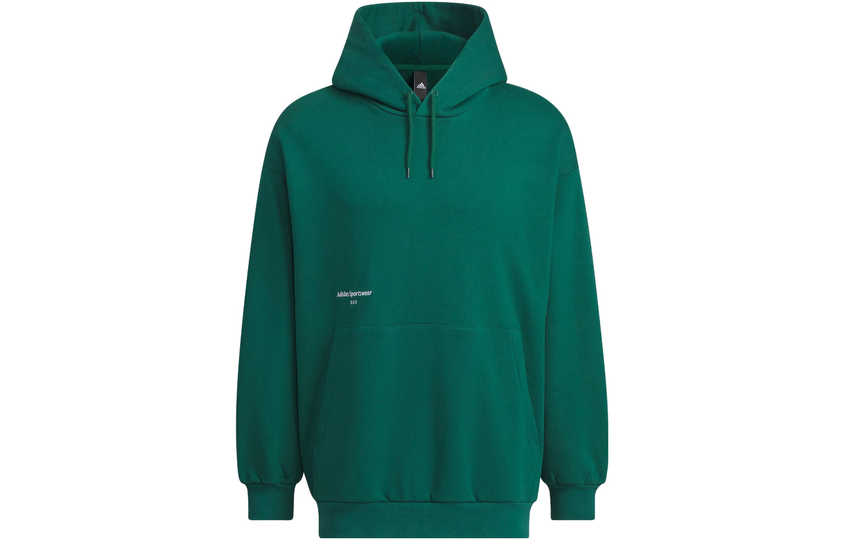 adidas Small Logo Hoodie Forest Green Casual Pullover IZ1605
