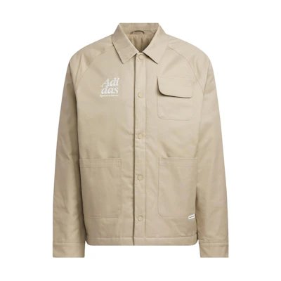adidas Small Logo Padded Jacket Brown Casual Embroidered Utility Coat JE6104