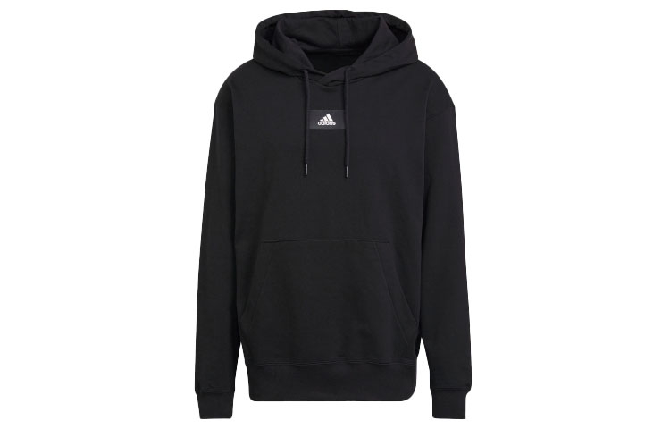 adidas Small Logo Plain Pullover Hoodie Black HE4354