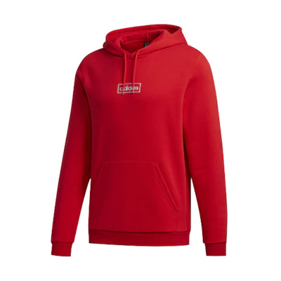 adidas Small Logo Suede Pullover Hoodie Red - GD9882