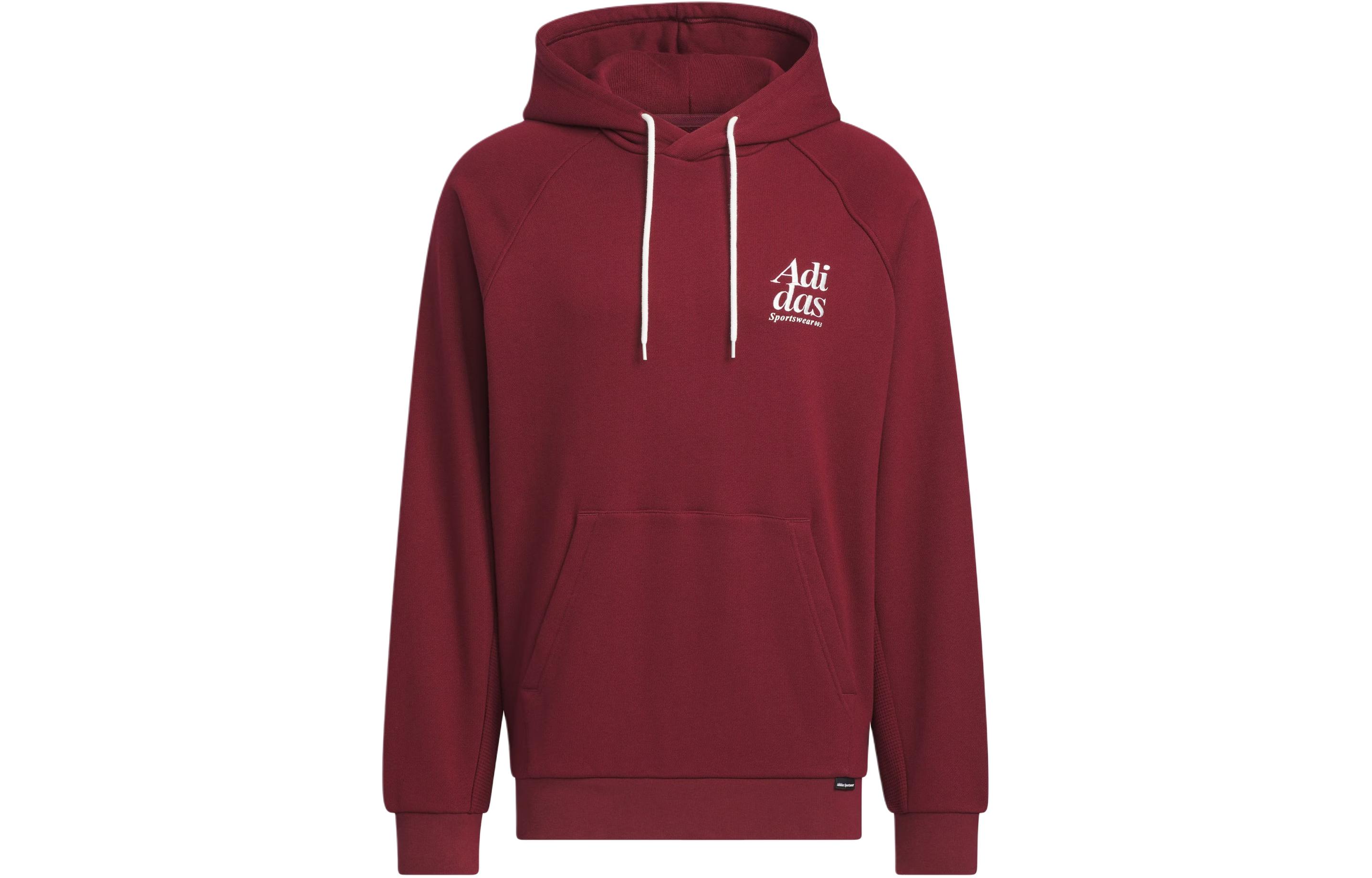 adidas Small Logo Waffle Hoodie Pullover Casual Hoodie Dark Red JE6100
