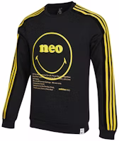 adidas Smiley Striped Knit Crewneck Retro Sweatshirt Black HB7408 adidas Smiley Striped Knit Crewneck Retro Sweatshirt Black HB7408