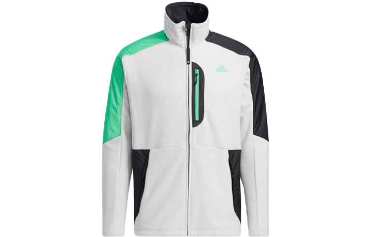 adidas SNW Mid Fleece Retro Logo Print Stand Collar Jacket White () H13808